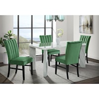 Contemporary 5-Piece Rectangular Dining Set with Emerald Velvet Side Chairs