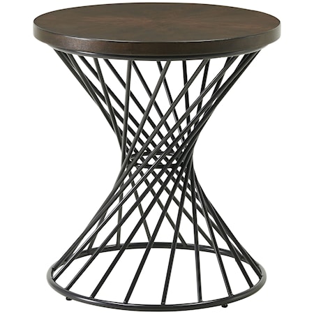 Industrial End Table with Twisted Metal Base