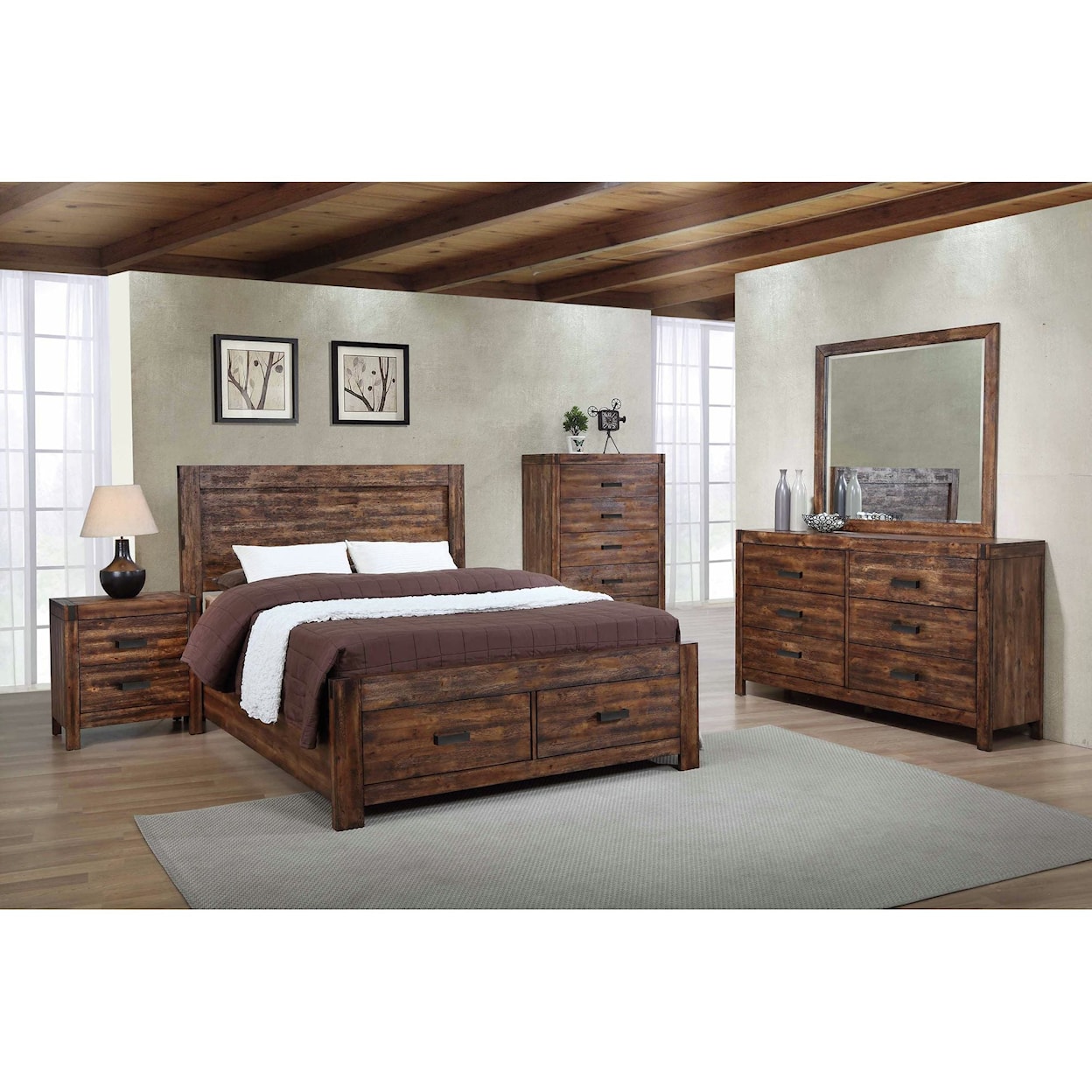 Elements International Warner Warner Dresser and Mirror Chestnut