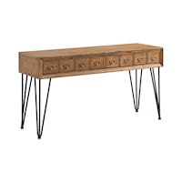 Transitional 2-Drawer Sofa Table with Metal Legs