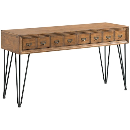 Transitional 2-Drawer Sofa Table with Metal Legs