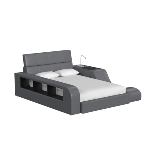 Contemporary Full Upholstered Transformer Bed with Additional Electronic Features
