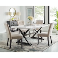 Transitional 5-Piece Dining Set with Upholstered Side Chairs