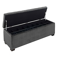 Contemporary Upholstered Storage Bench with Button Tufting