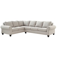 Transitional LHF Sectional Sofa with Rolled Arms
