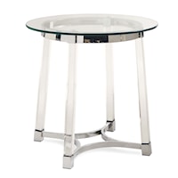 Contemporary Round End Table with Glass Top