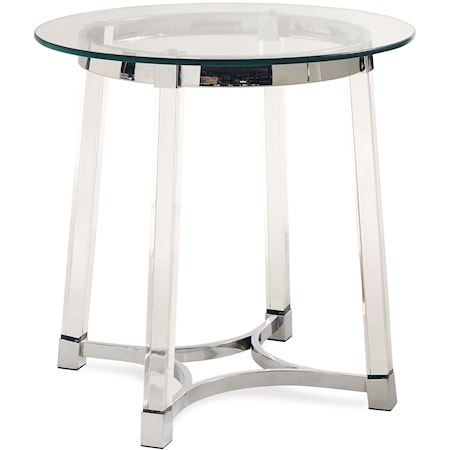 Contemporary Round End Table with Glass Top