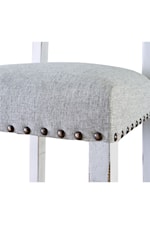 Elements International Condesa Modern Farmhouse Round Upholstered Dining Bench with Nailhead Trim