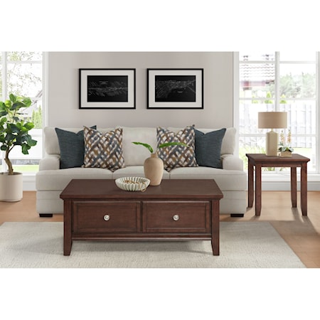 Transitional Coffee Table with Storage Drawers