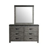 Contemporary 6-Drawer Dresser & Mirror Set