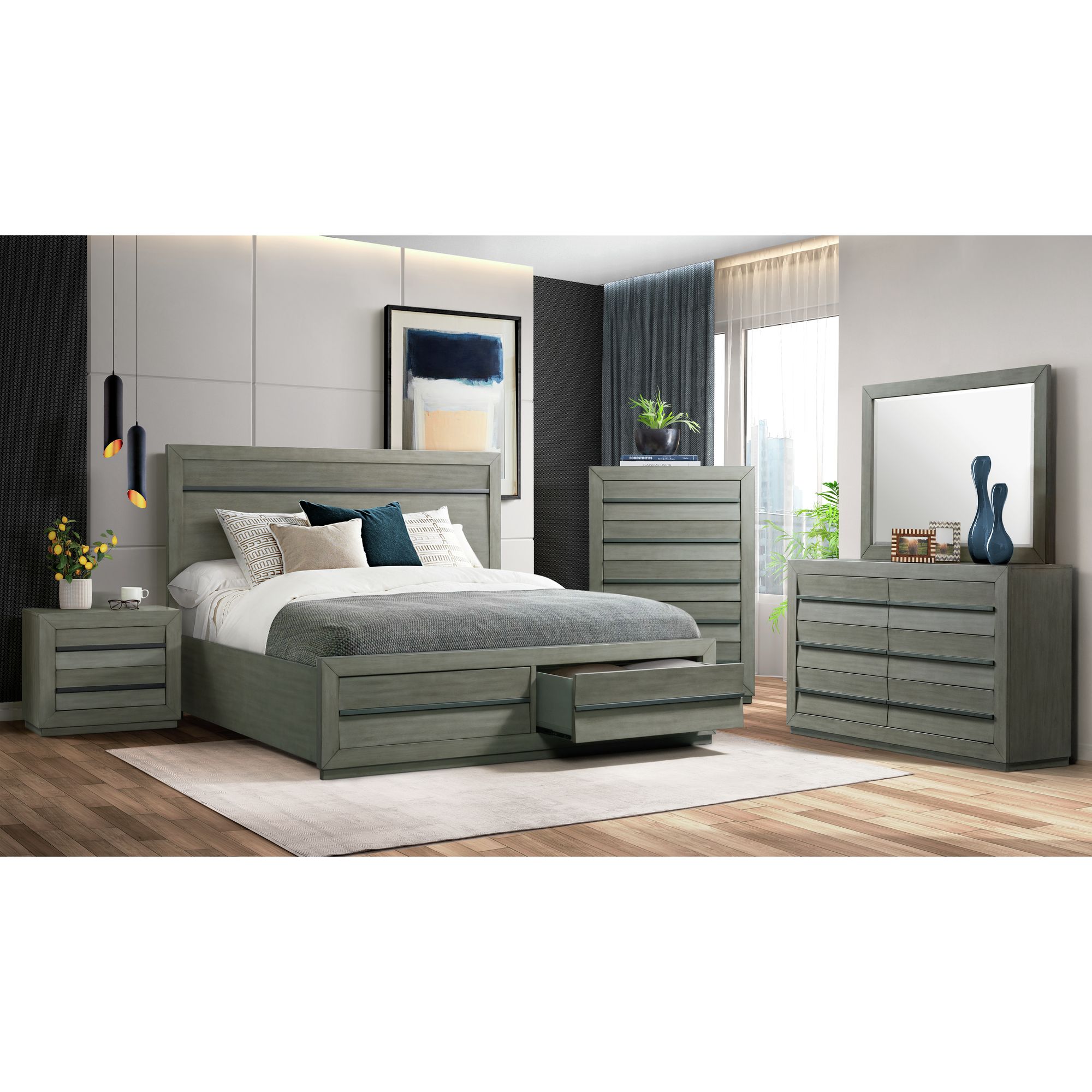 Elements International Zig Queen Platform Bed