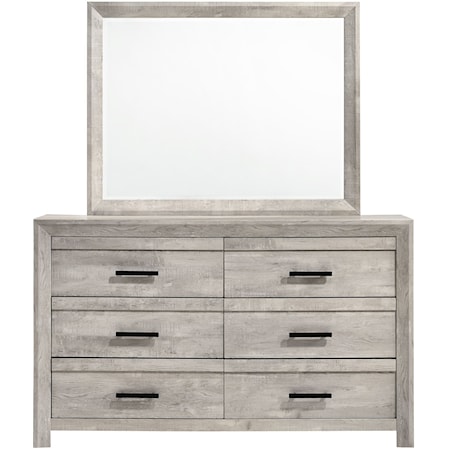 Contemporary Dresser and Mirror Set