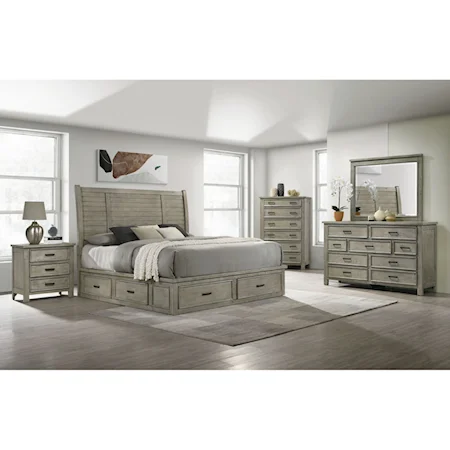 Sullivan Queen Storage 5PC Bedroom Set in Drift Grey
