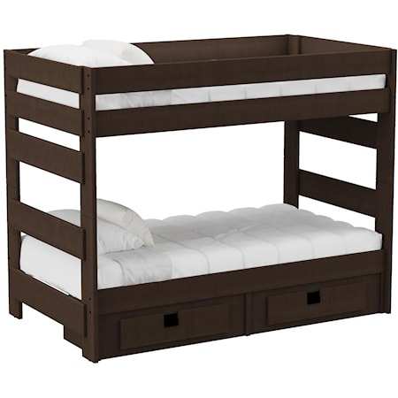 Cali Kids Complete Twin Over Twin Bunk With Trundle in Brown