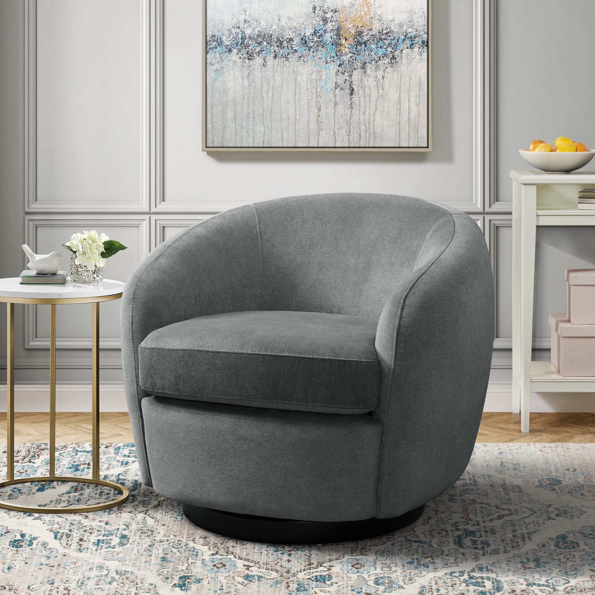 Elements International  Barrel Swivel Chair