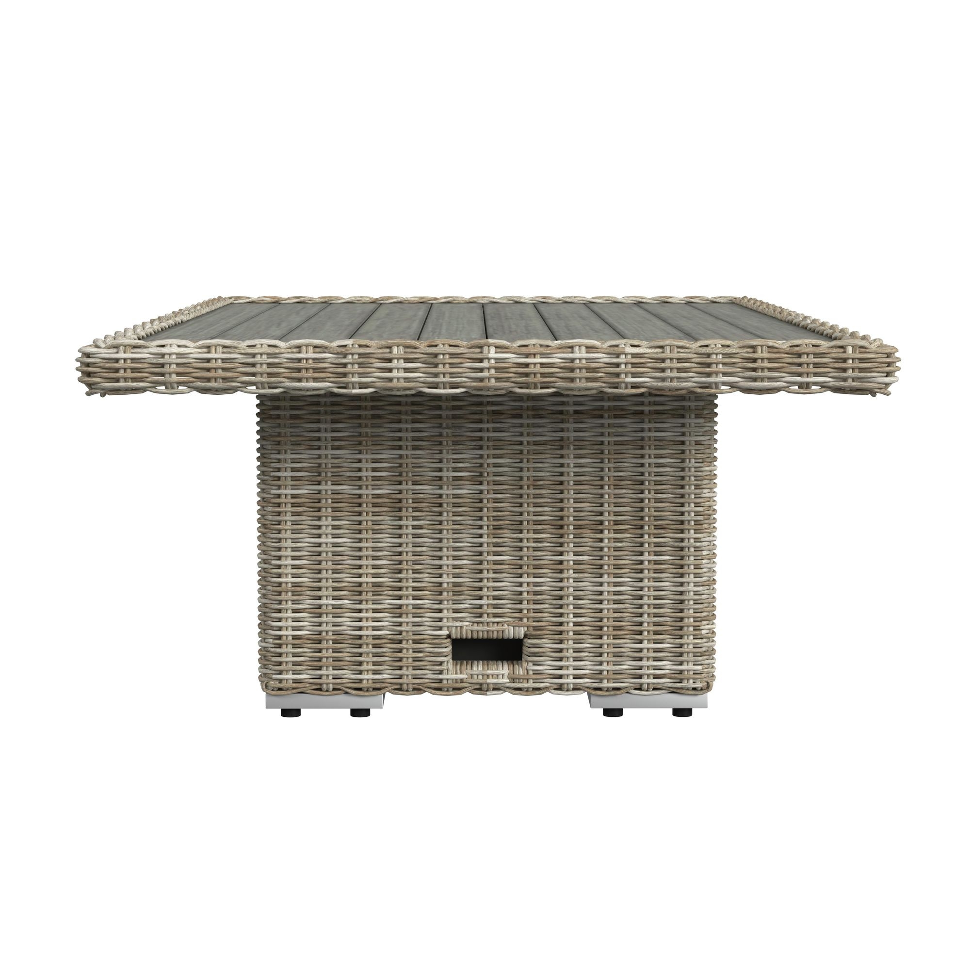 Woven Coffee Table w/Slatted Acacia Top