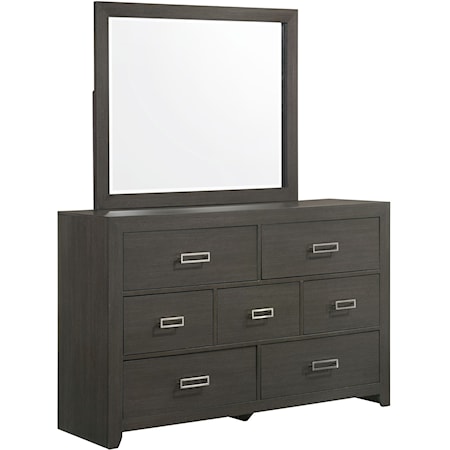 Contemporary Dresser and Mirror Set