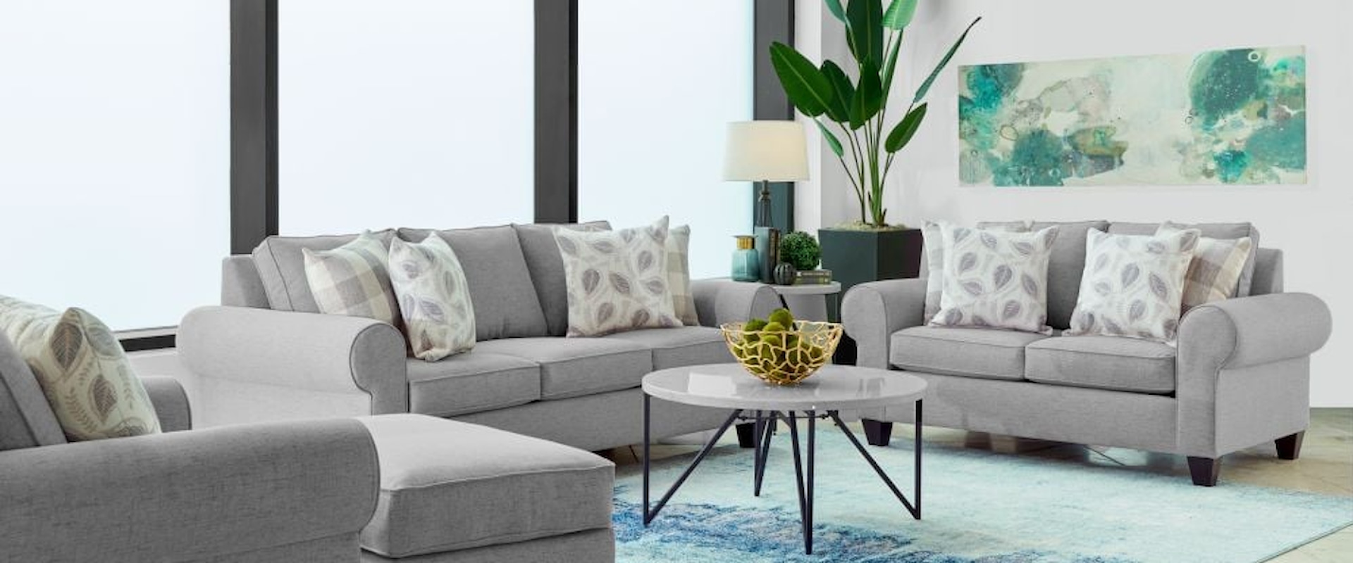 Transitional Stationary 3-Piece Living Room Set