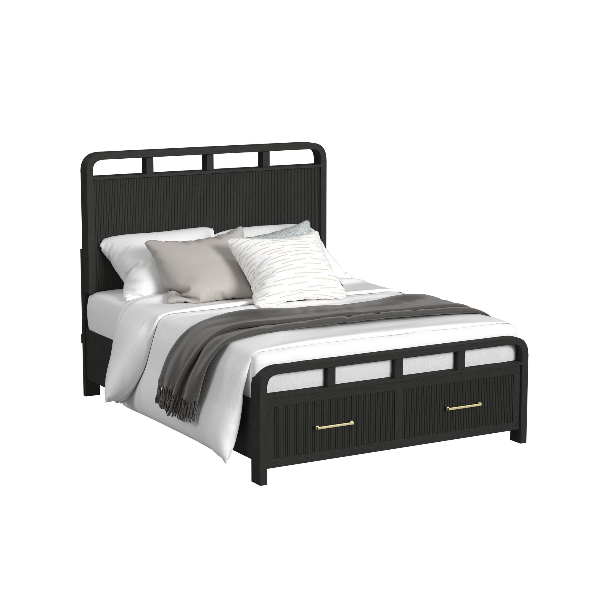 Full Storage Bed In Black With Grain