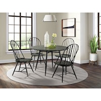 Farmhouse Dining Set with Four Spindle Back Chairs