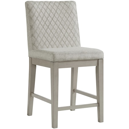 Contemporary Gray Quilted Counter Stool