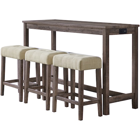 Transitional Counter Height Dining Set with USB Ports