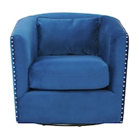 Transitional Swivel Chair with Nailheads