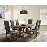 Rustic 7 Piece Dining Room Set with Tall Back Chairs