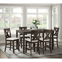 Transitional 7-Piece Counter Height Dining Set 