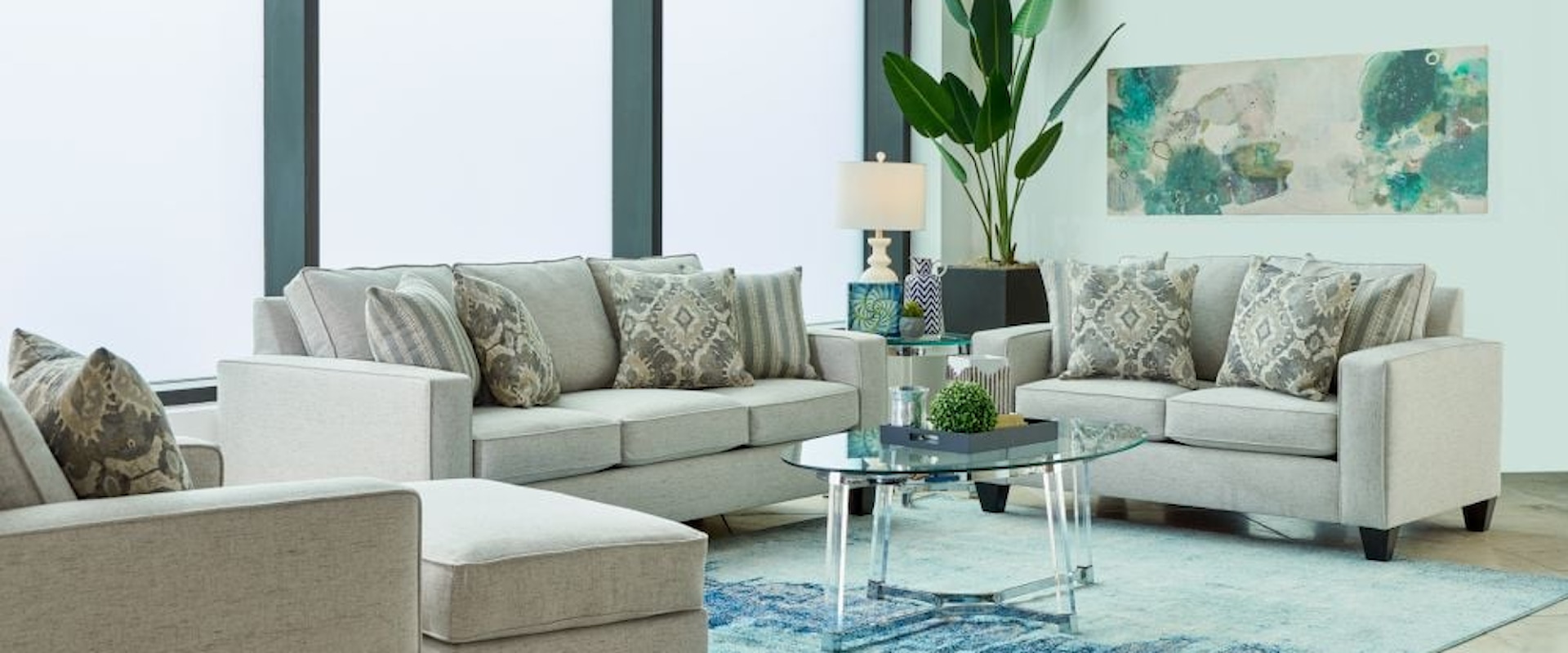 Transitional 2-Piece Sofa and Loveseat Set