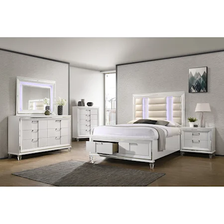 Contemporary 3-Piece Queen Storage Bedroom Set with LED Lighting