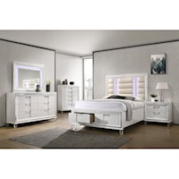 Contemporary 5-Piece Queen Storage Bedroom Set with LED Lighting