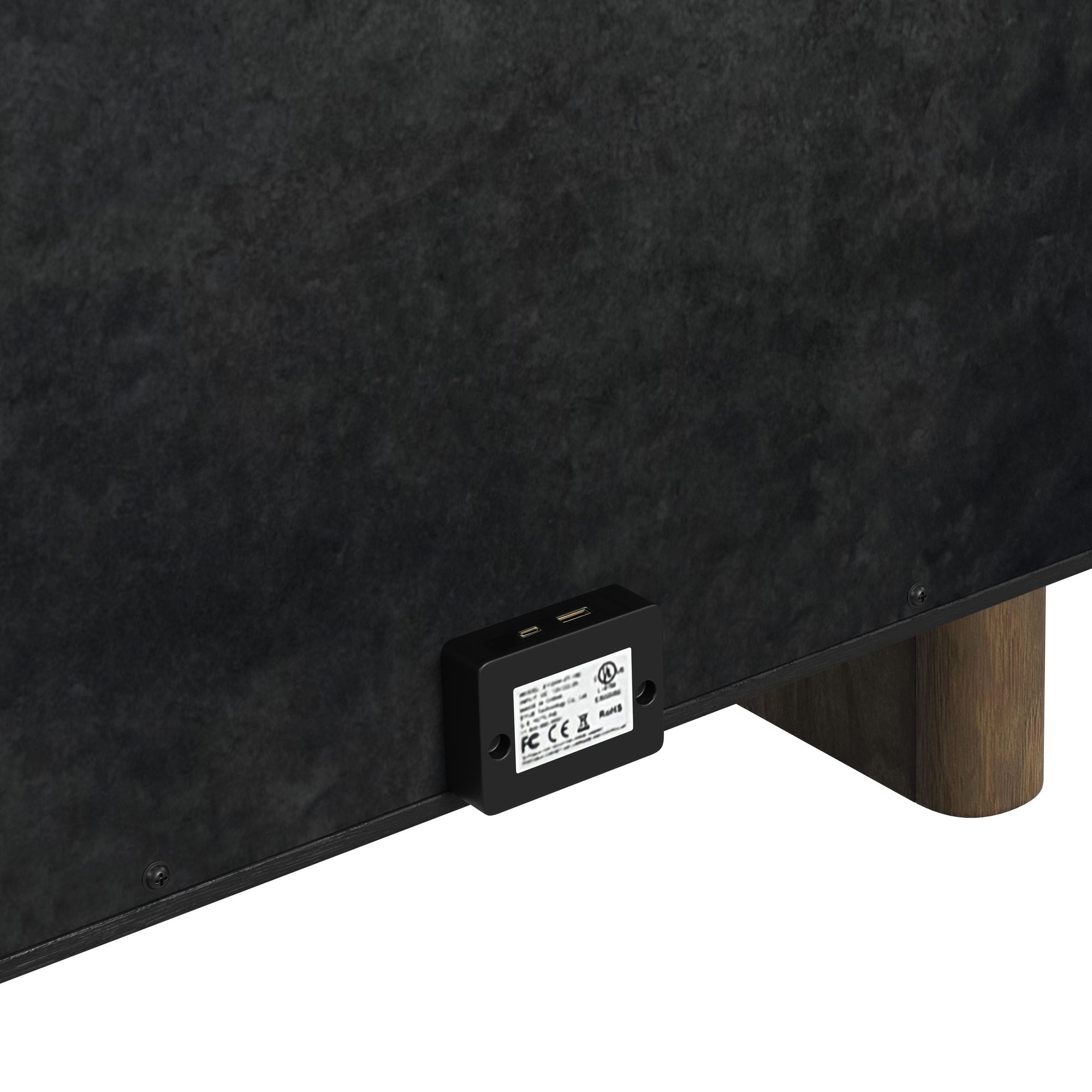 Elements International Brisbane Nightstand With Usbc And Led In Brown