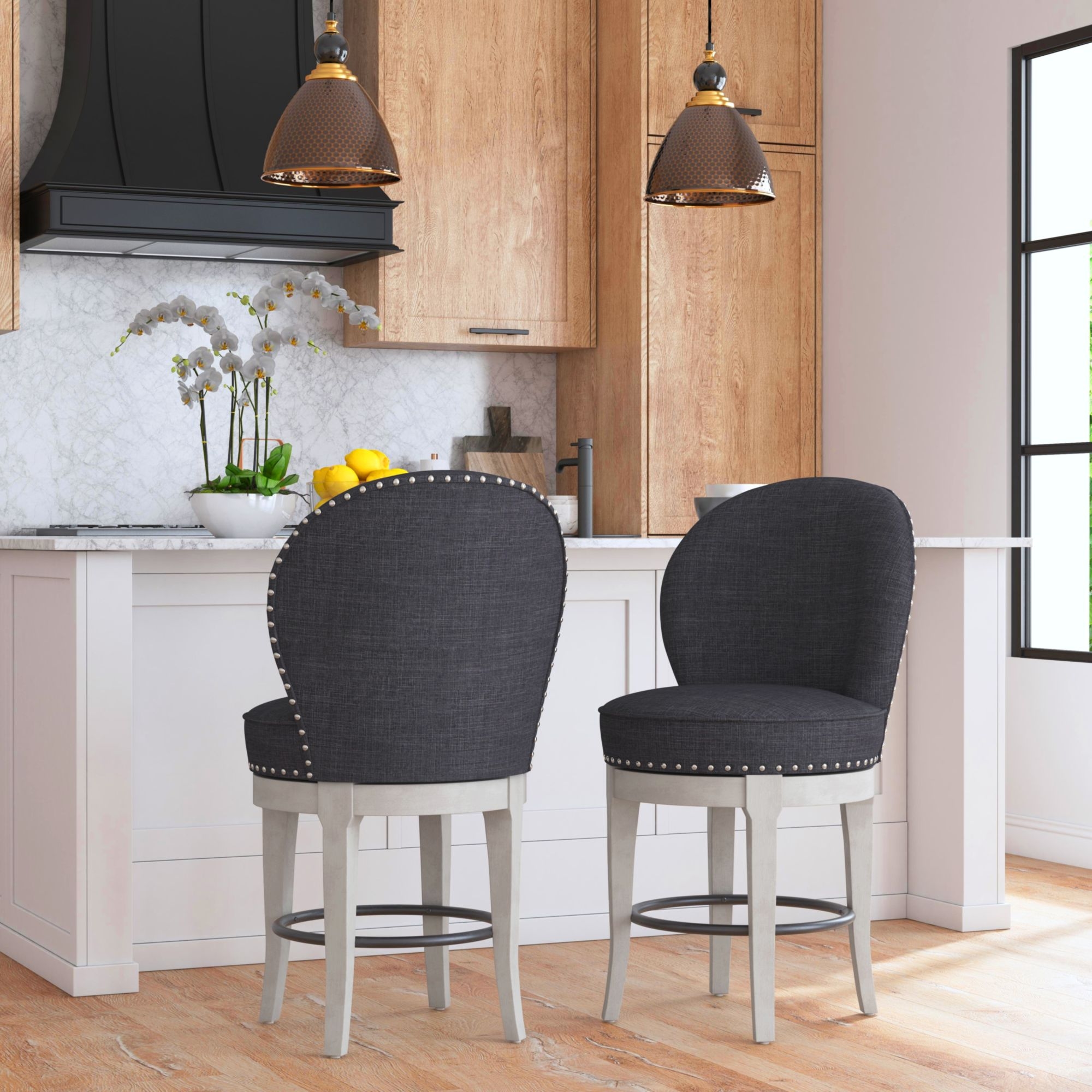 Elements International Westford Upholstered Swivel Counter Stool