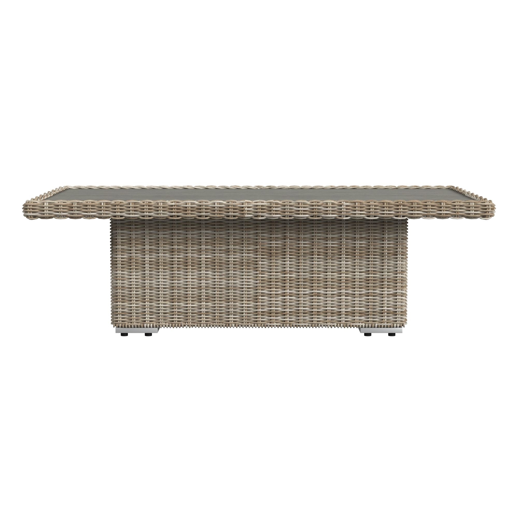 Woven Coffee Table w/Slatted Acacia Top
