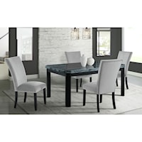Francesca Rectangular 5PC Dining Set-Table & Four Grey Velvet Chairs