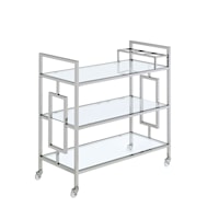 Glam Bar Cart with Tempered Glass and Chrome Finish