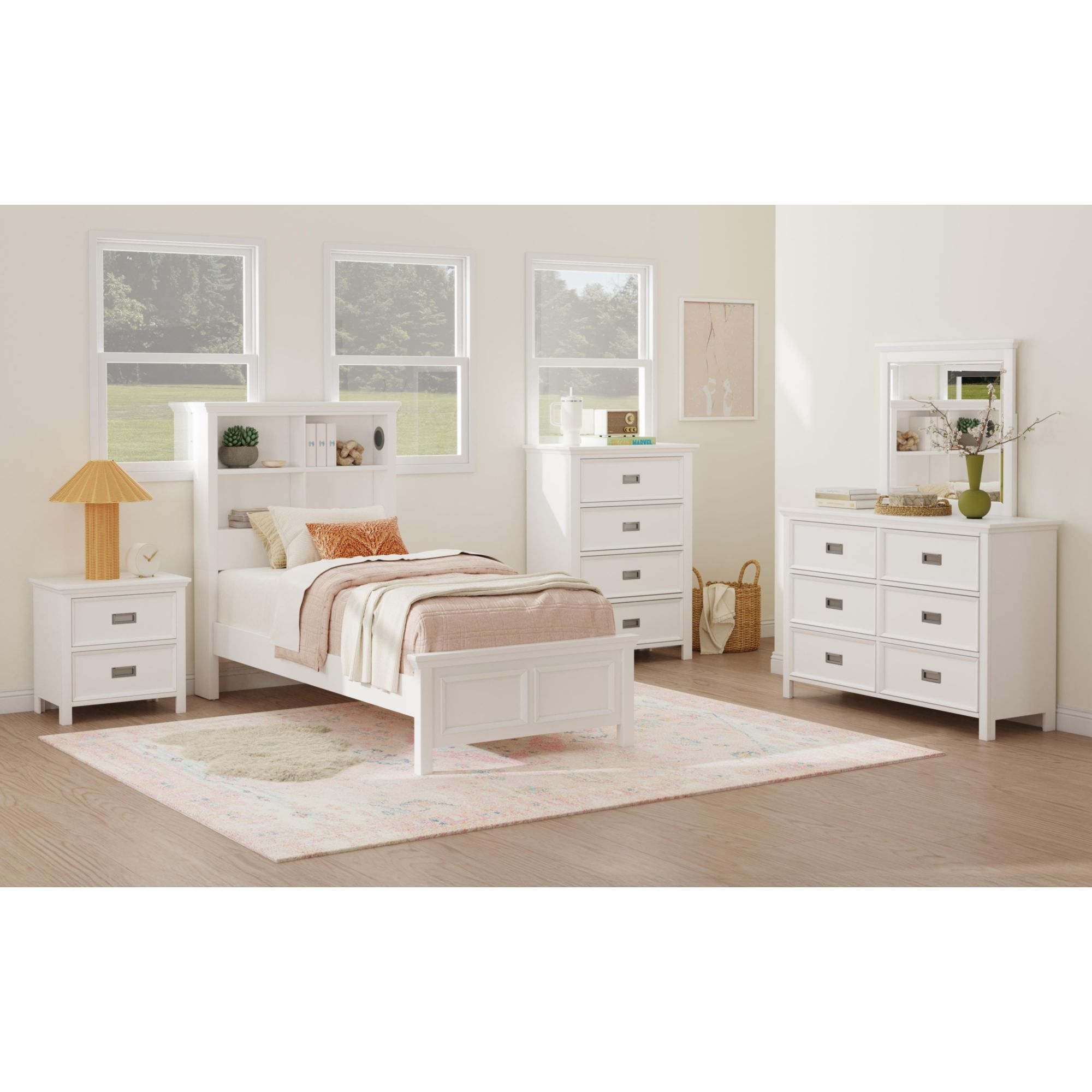 5-Piece Twin Bookcase Bedroom Set