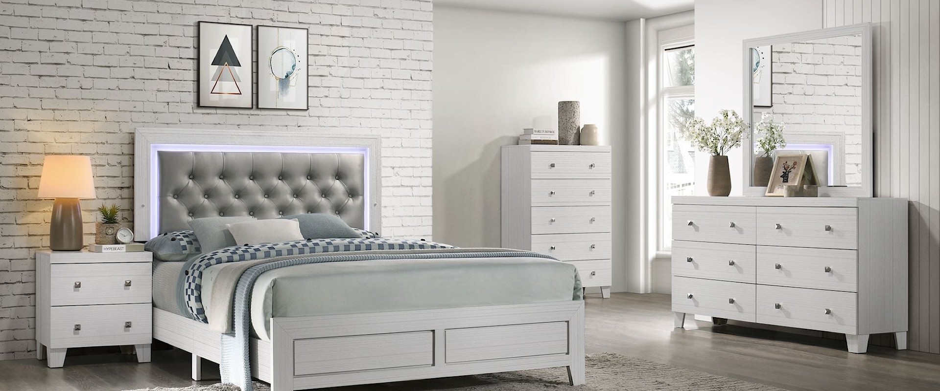 Glam 5-Piece Full Panel Bedroom Set