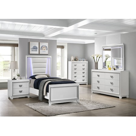 Transitional 5 Piece Twin Bedroom Set