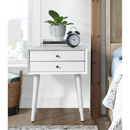 Contemporary 2-Drawer Side Table with USB Power Port