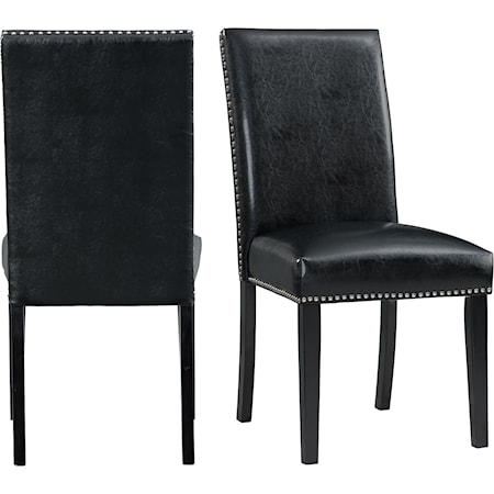 Set of 2 Transitional Faux Leather Side Chairs