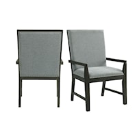 Transitional Set of 2 Arm Chairs with Nailhead Trim