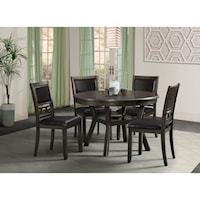 Transitional 5-Piece Standard Height Dining Set with Faux Leather Side Chairs