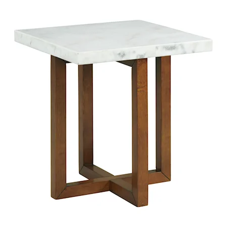 Transitional End Table with Marble Top