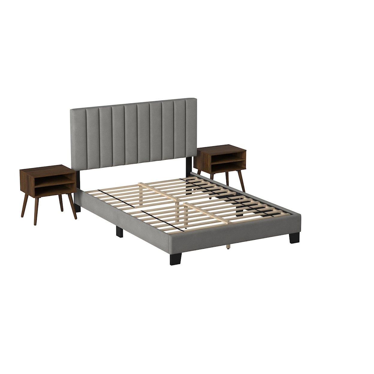 Elements Coyote Carroll Grey Upholstered Bed