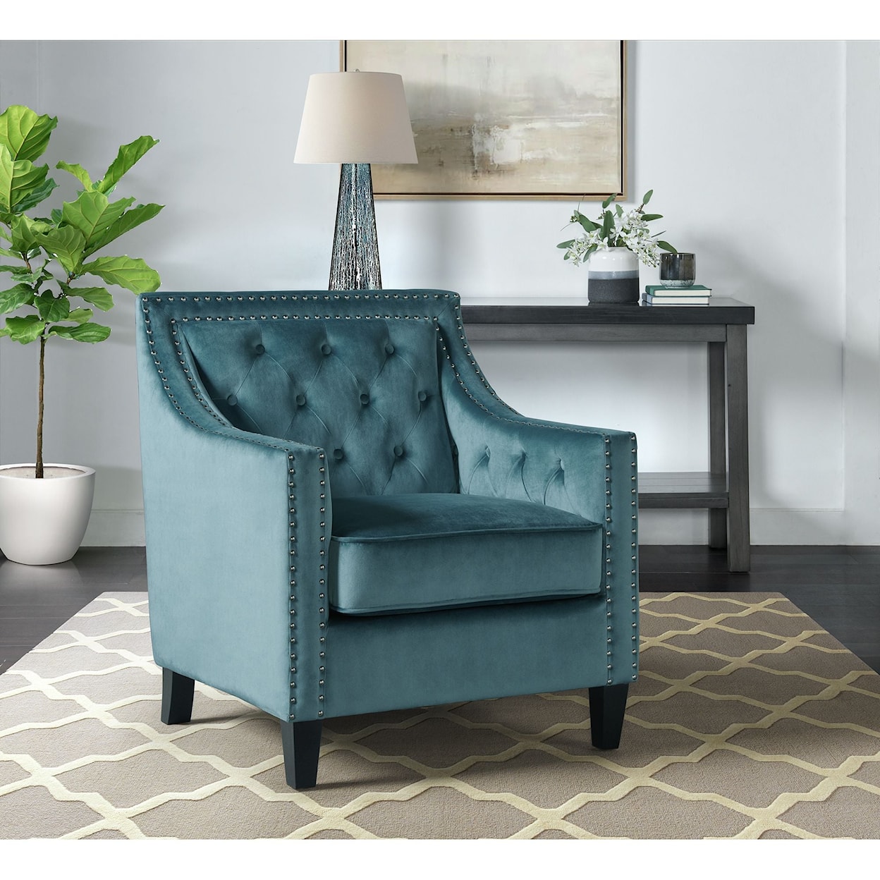 Elements International Tiffany Accent Chair with Nailhead Trim