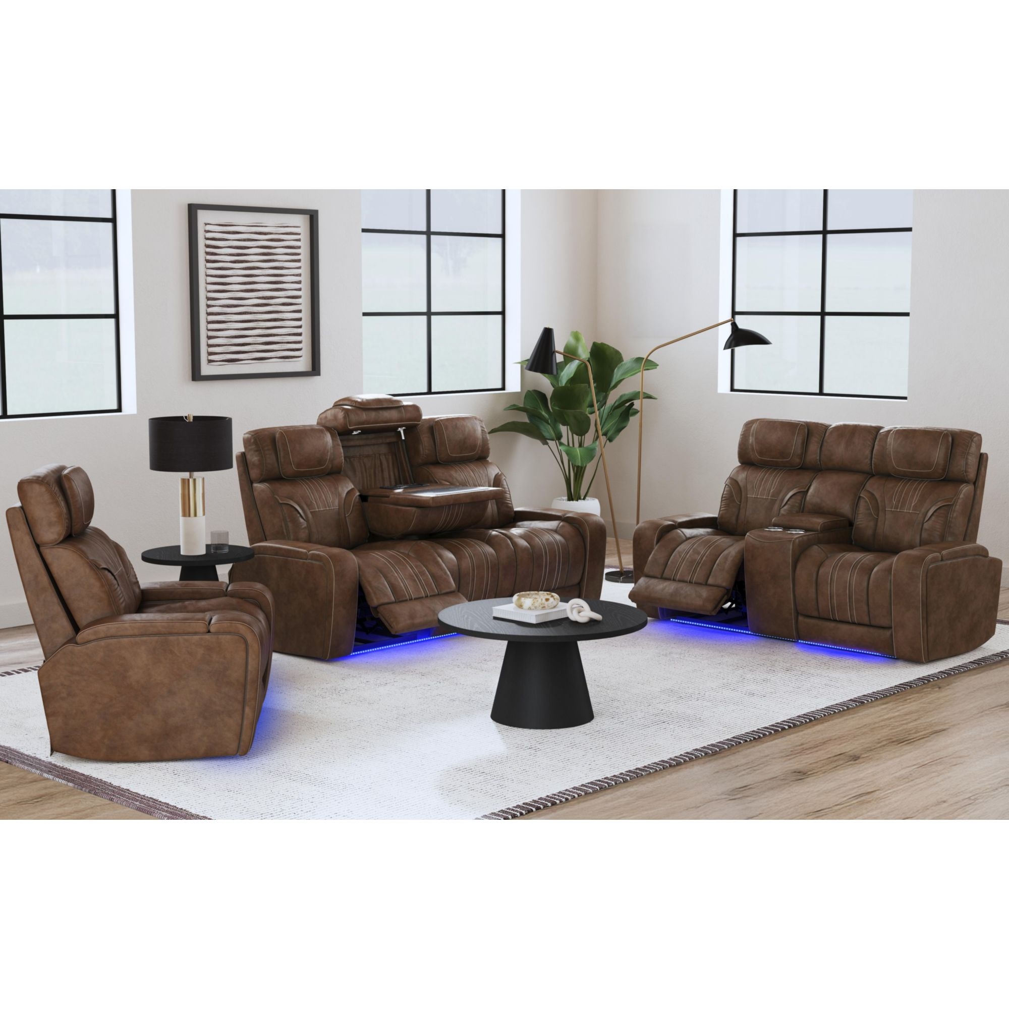 Elements International Bonanza Triple Power Sofa with Massage Features
