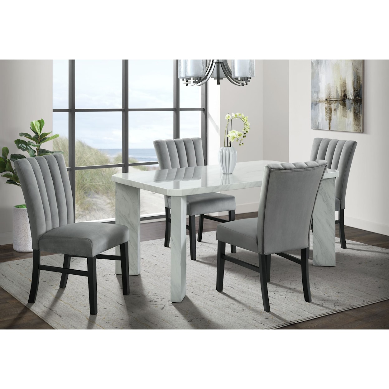 Elements International Bellino BELLINO GREY VELVET SIDE CHAIR |