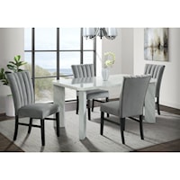 Contemporary 5-Piece Rectangular Dining Set with Grey Velvet Side Chairs